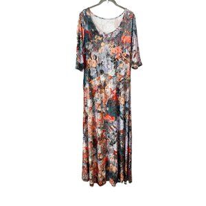 Soft Surroundings Nanette Dress Floral Multicolor Maxi‎ Dress Jersey Stretch M
